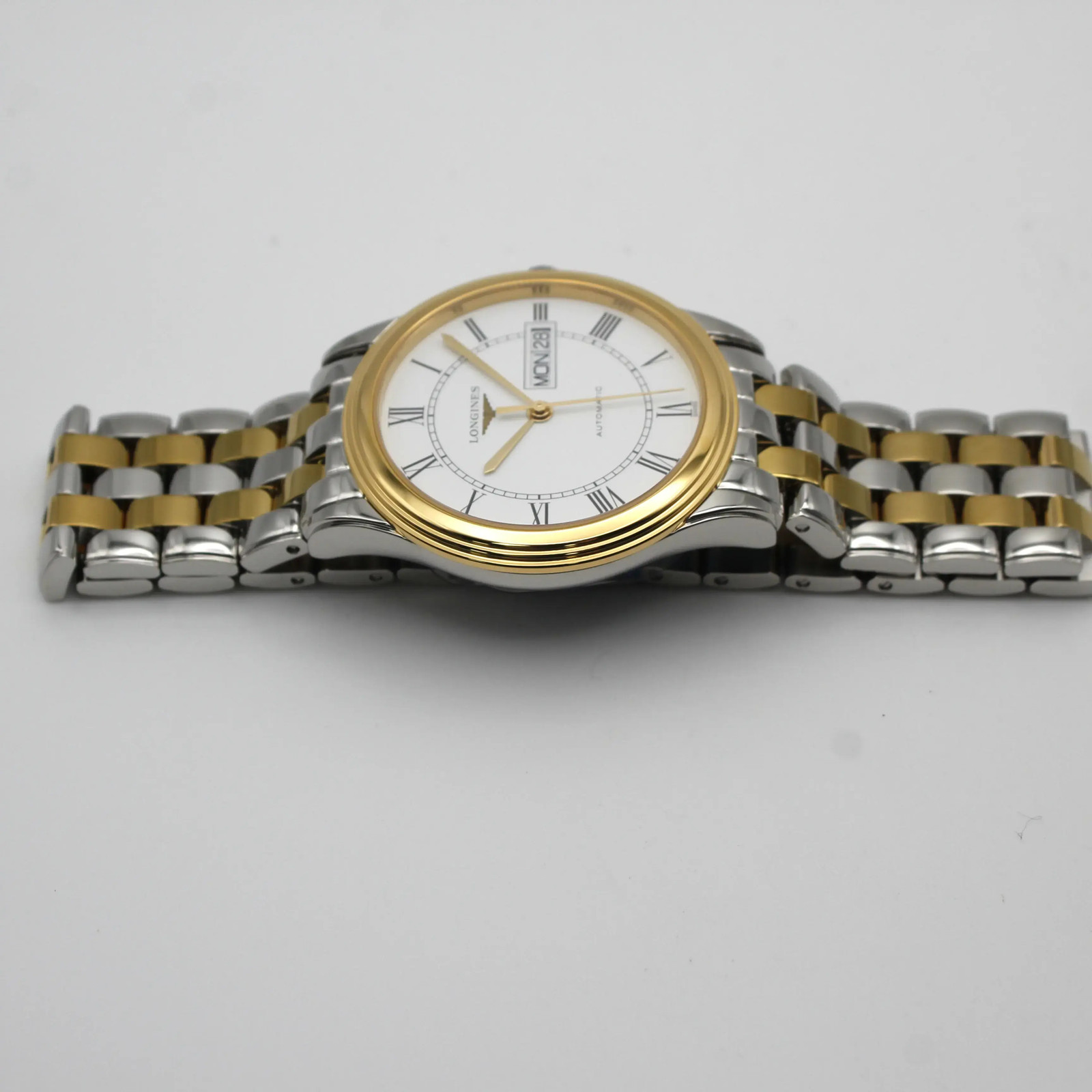 Longines Flagship 38.5mm Day-Date Steel White Dial Automatic Watch L4.899.3.21.7