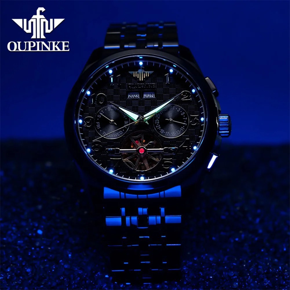 Automatic Mechanical Watch Waterproof Skeleton Luxury Dial Men’s Men Strap