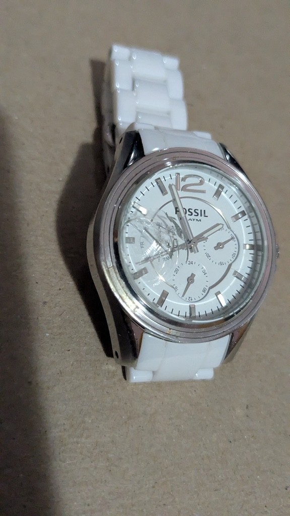 PARTS ONLY: Fossil Riley CE1002 Women’s Watch | White Ceramic Bracelet