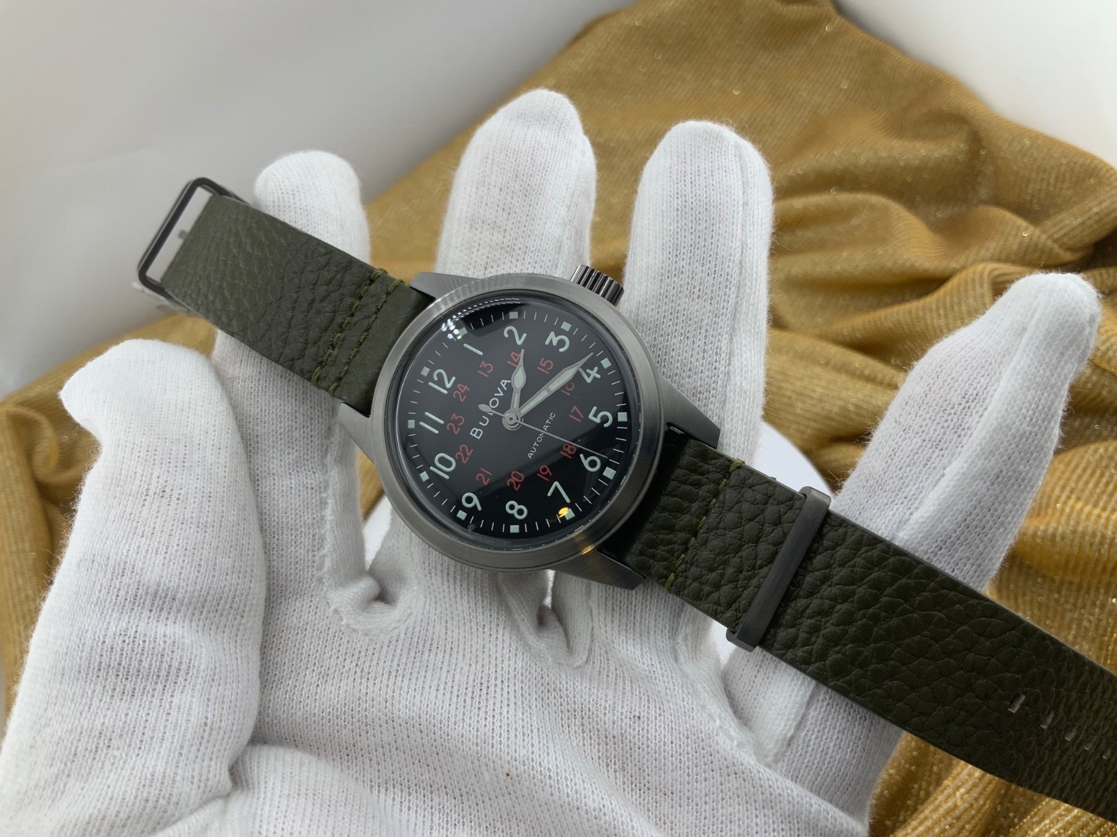 Bulova Military Heritage’Hack Watch’ Auto (38mm) Black Dial/Green strap RPP £299