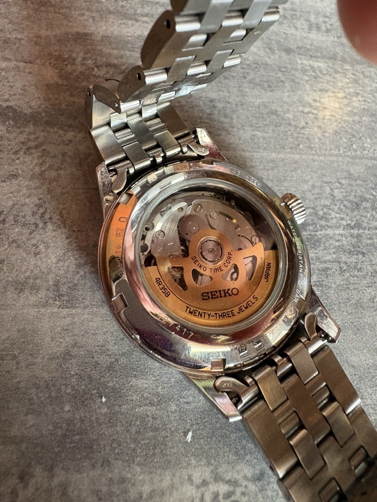 Seiko Presage Automatic SRPE15 Exhibition Caseback Steel Bracelet