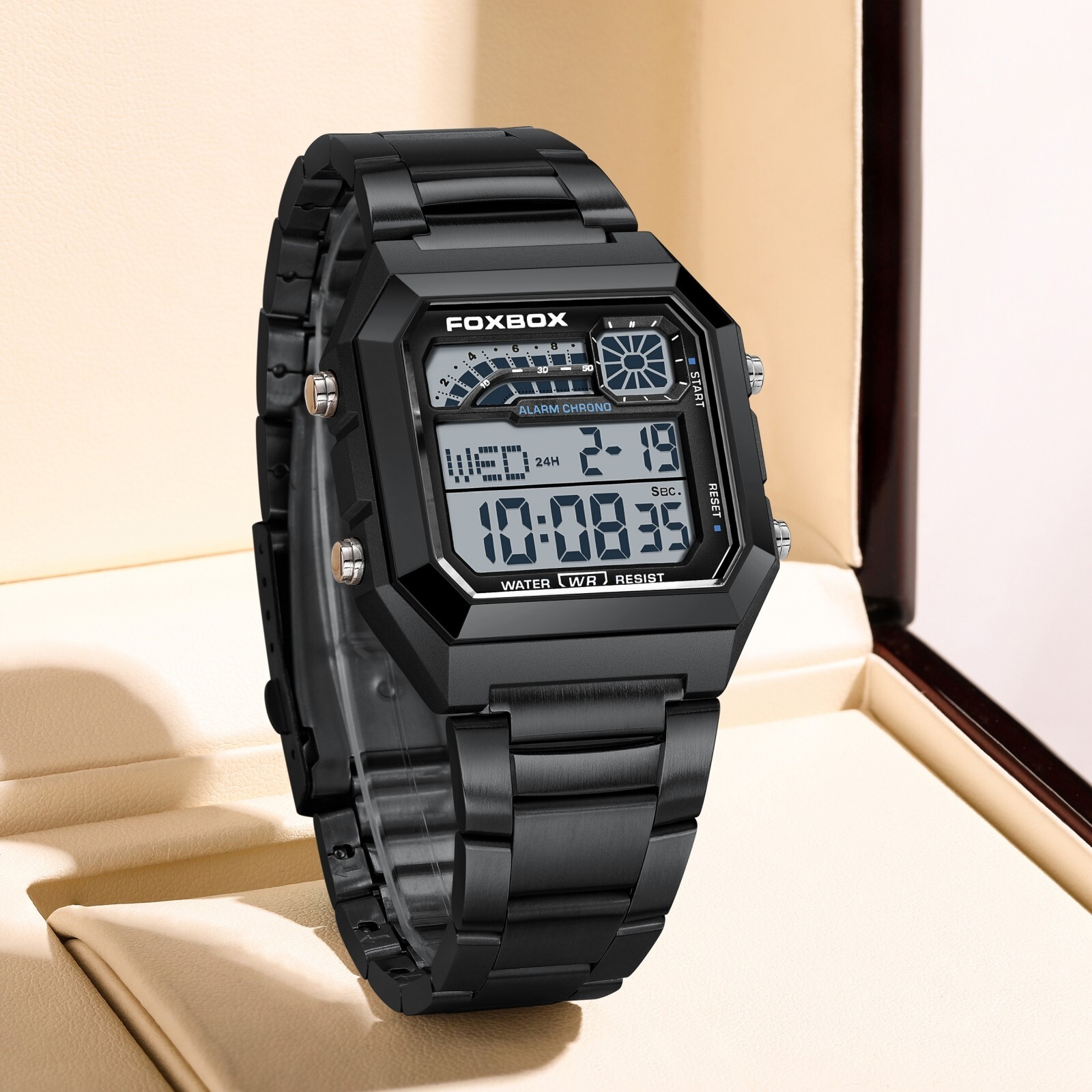 2025 Men’s Watch Military Stainless Steel Digital Luminous Waterproof Wristwatch