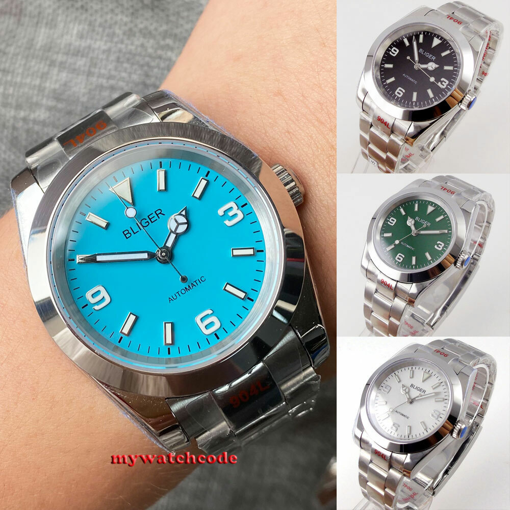 39mm BLIGER black dial sapphire glass 24 jewels NH35 PT5000 automatic mens watch