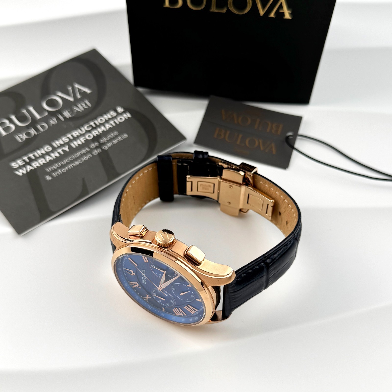 Bulova Men’s New 97B170 Classic Wilton Quartz Watch Blue Dial 46.5mm