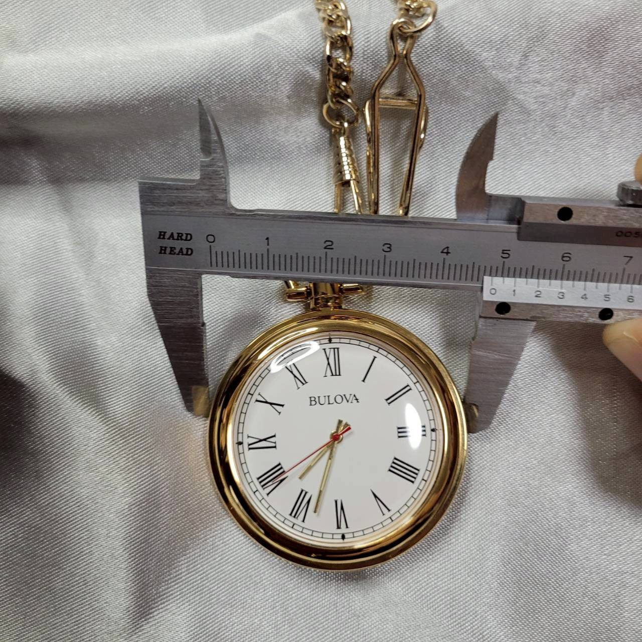Bulova Ashton Gold-Tone Pocket Watch B2662 Quartz High-Gloss Mahogany Wood Box