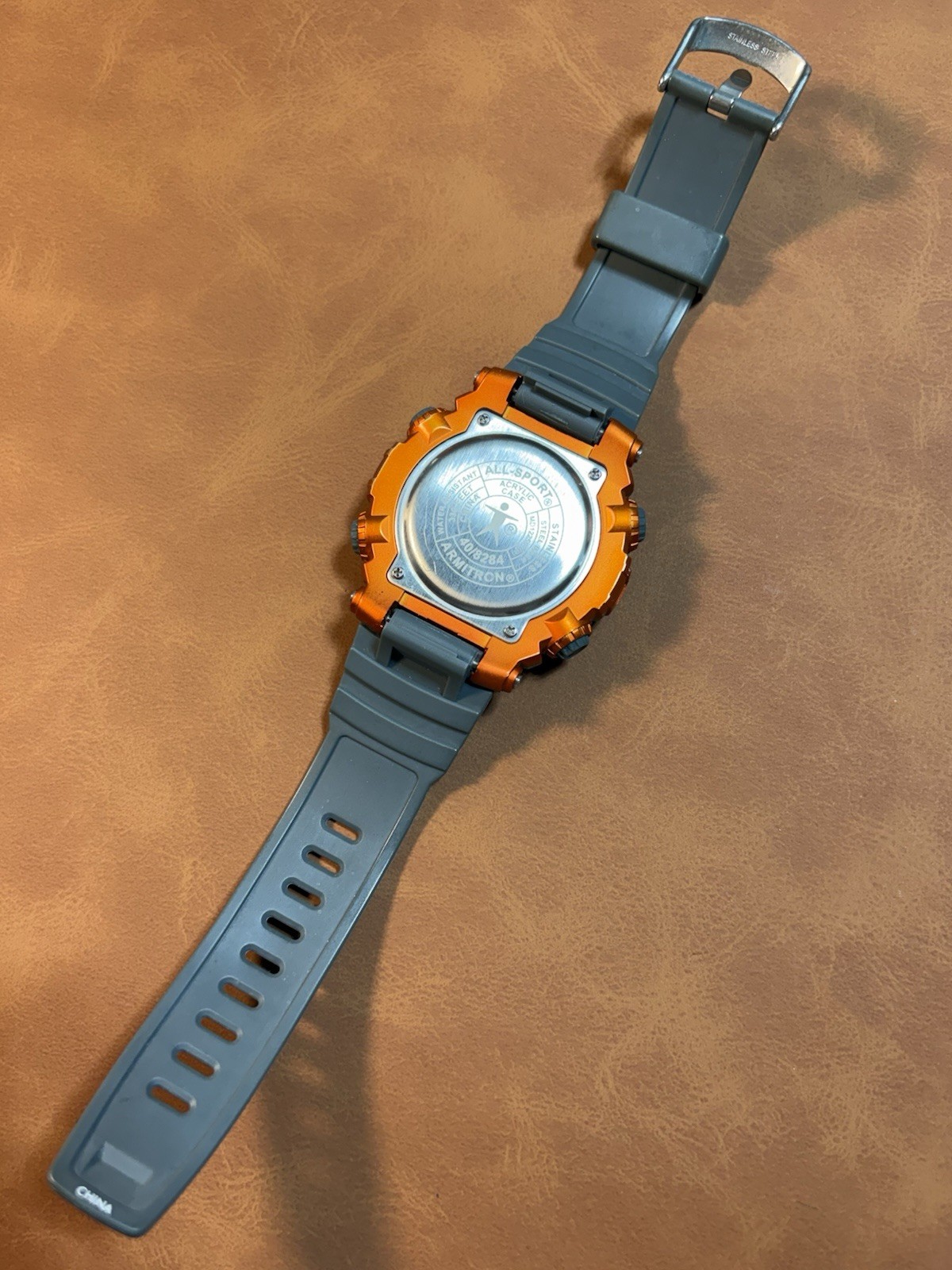 ARMITRON Digital 40/8284 Men’s Watch Orange & Gray WR100M,Chrono,Alarm,Runs