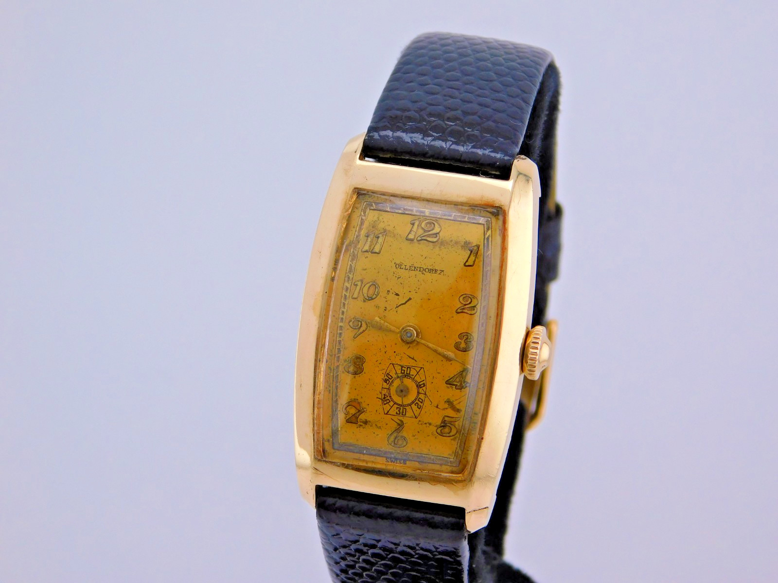 VINTAGE OLLEBDORF 17J SWISS CURVED 40MM 10KGF MENS WRISTWATCH SERVICED C.1930s