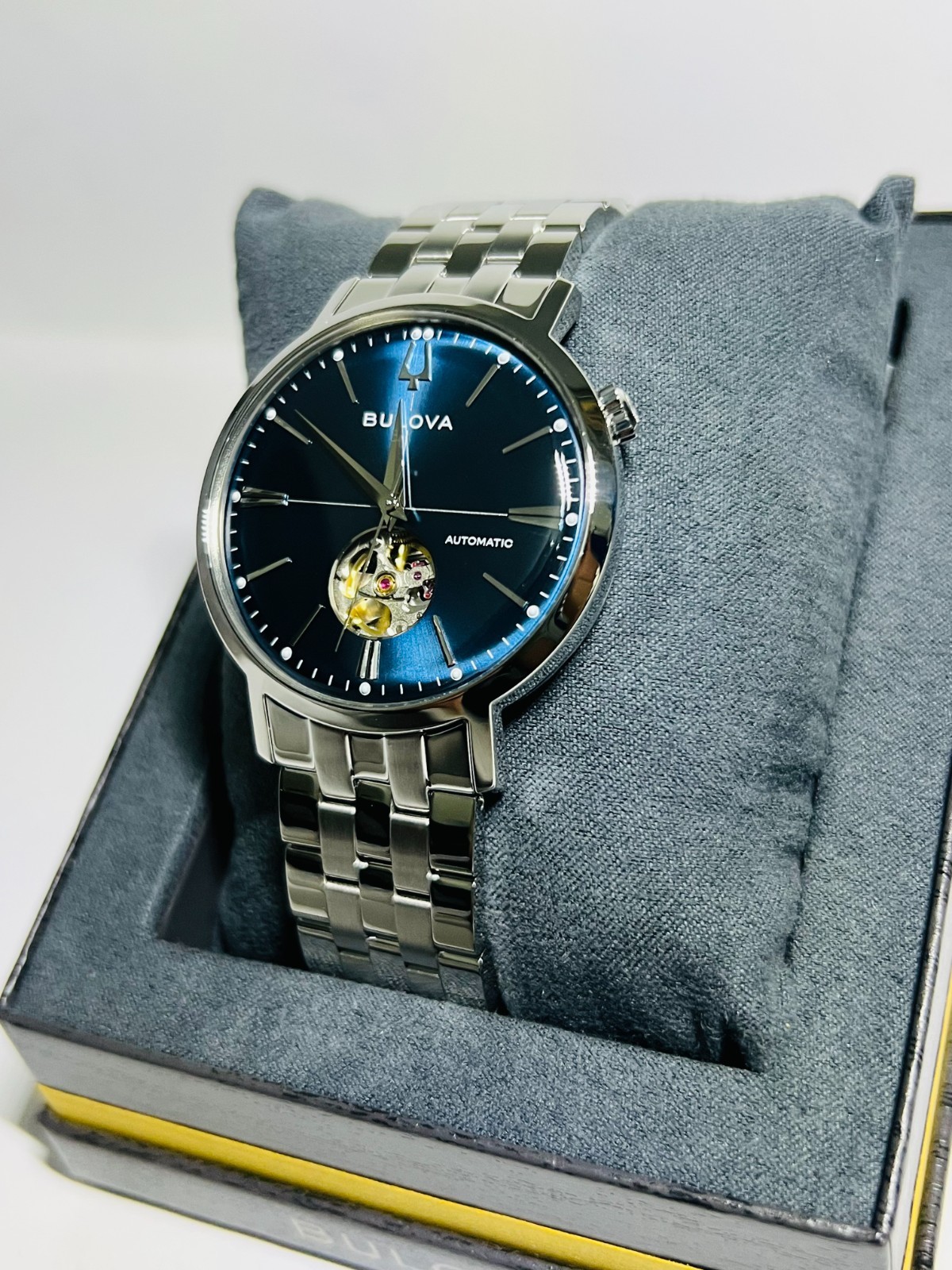 Bulova Aerojet 96A277 Automatic Mens Blue Dial Steel 41mm Watch Free SHIPPING!