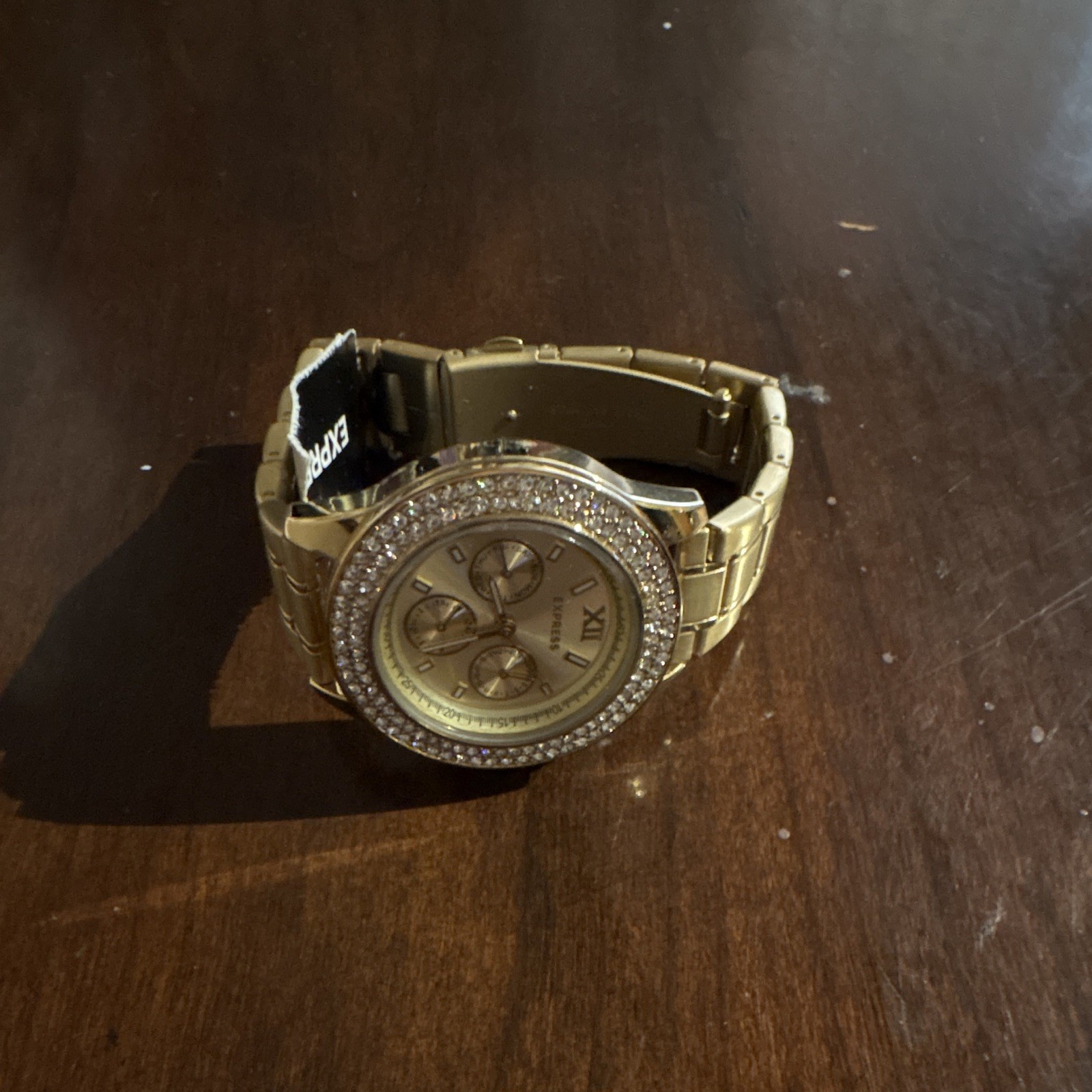 EXPRESS Women’s Gold Tone Chronograph Quartz Bracelet Watch Gold Dial Box