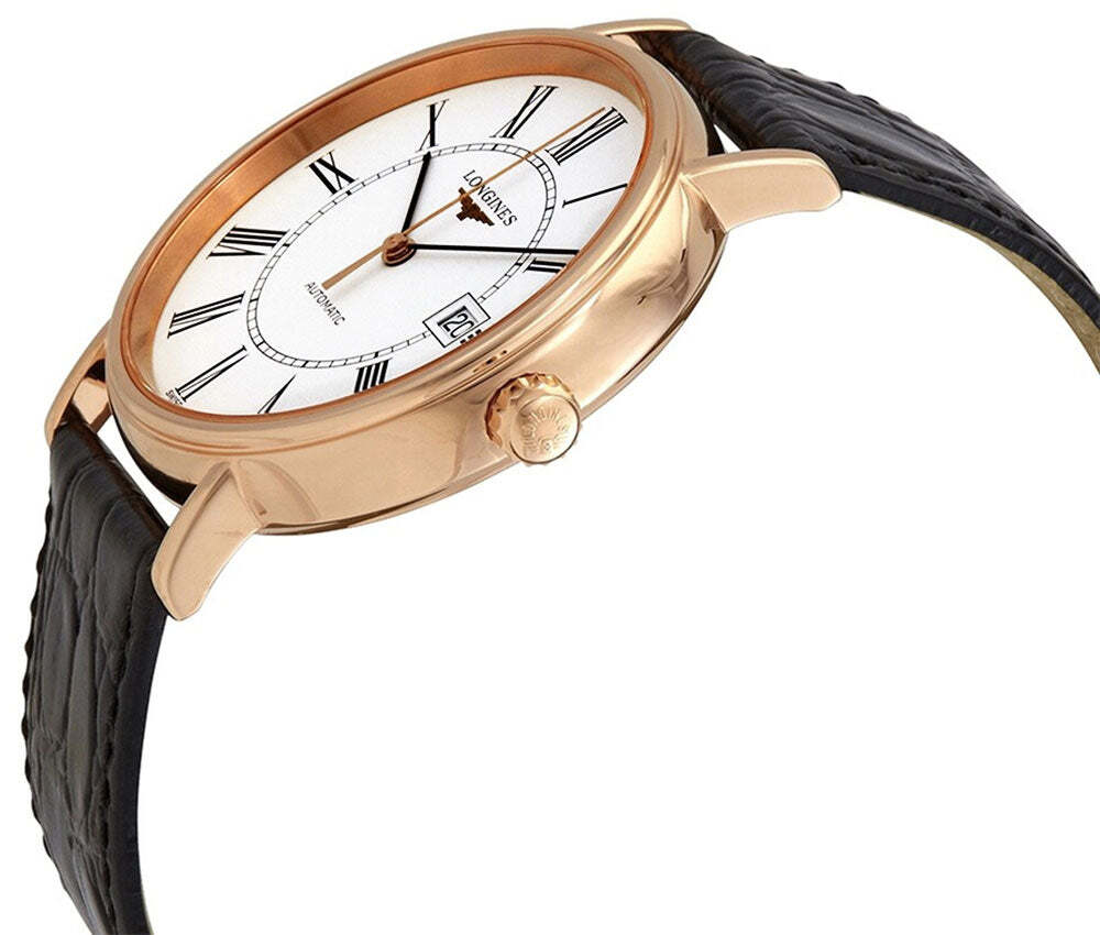 Longines Presence Automatic Rose Gold PVD Leather Date Mens Watch L4.922.1.11.2