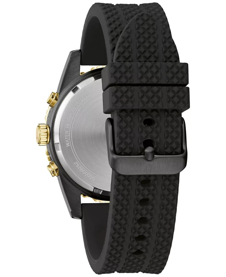 Bulova Men’s Sport Chronograph Black Silicone Quartz Watch 43MM 98A297