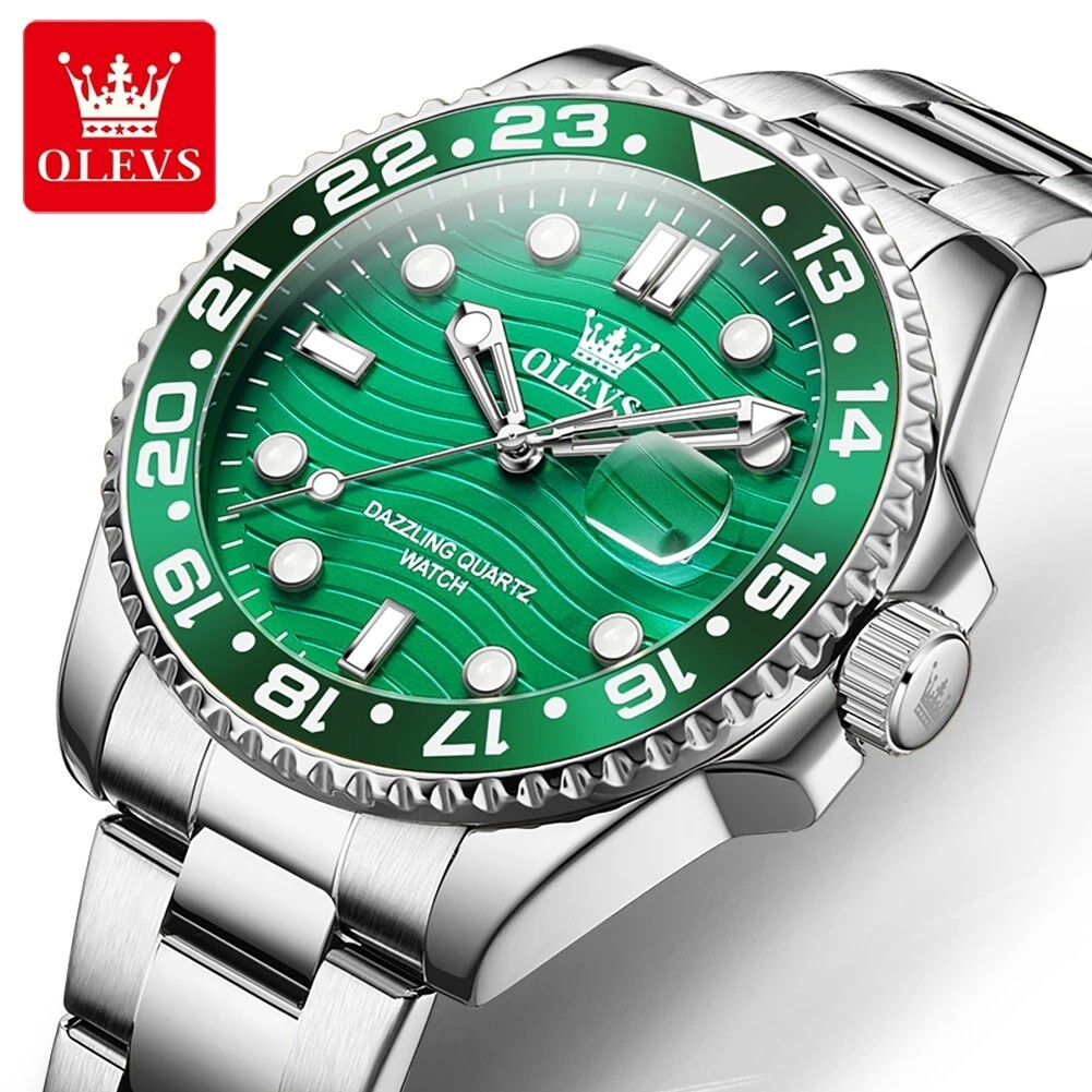Waterproof Quartz Watch Men’s OLEVS Luminous Luxury Stainless Steel Men Strap