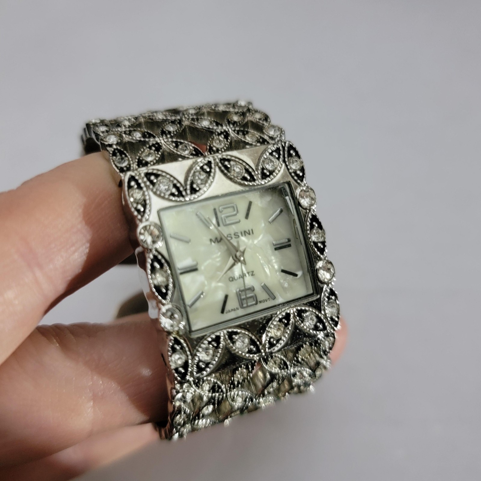 Massini Womens Watch Silver Case White Mother-of-Pearl Dial Bracelet Quartz