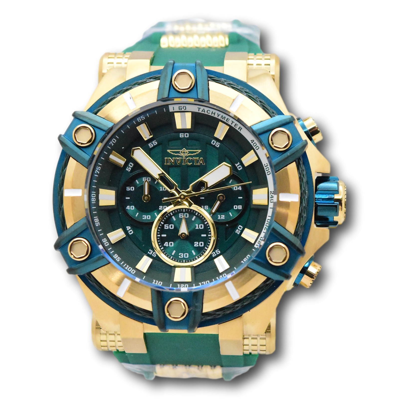 Invicta Bolt Cable Surge Men’s 52mm Emerald Green Gold Chronograph Watch 43758