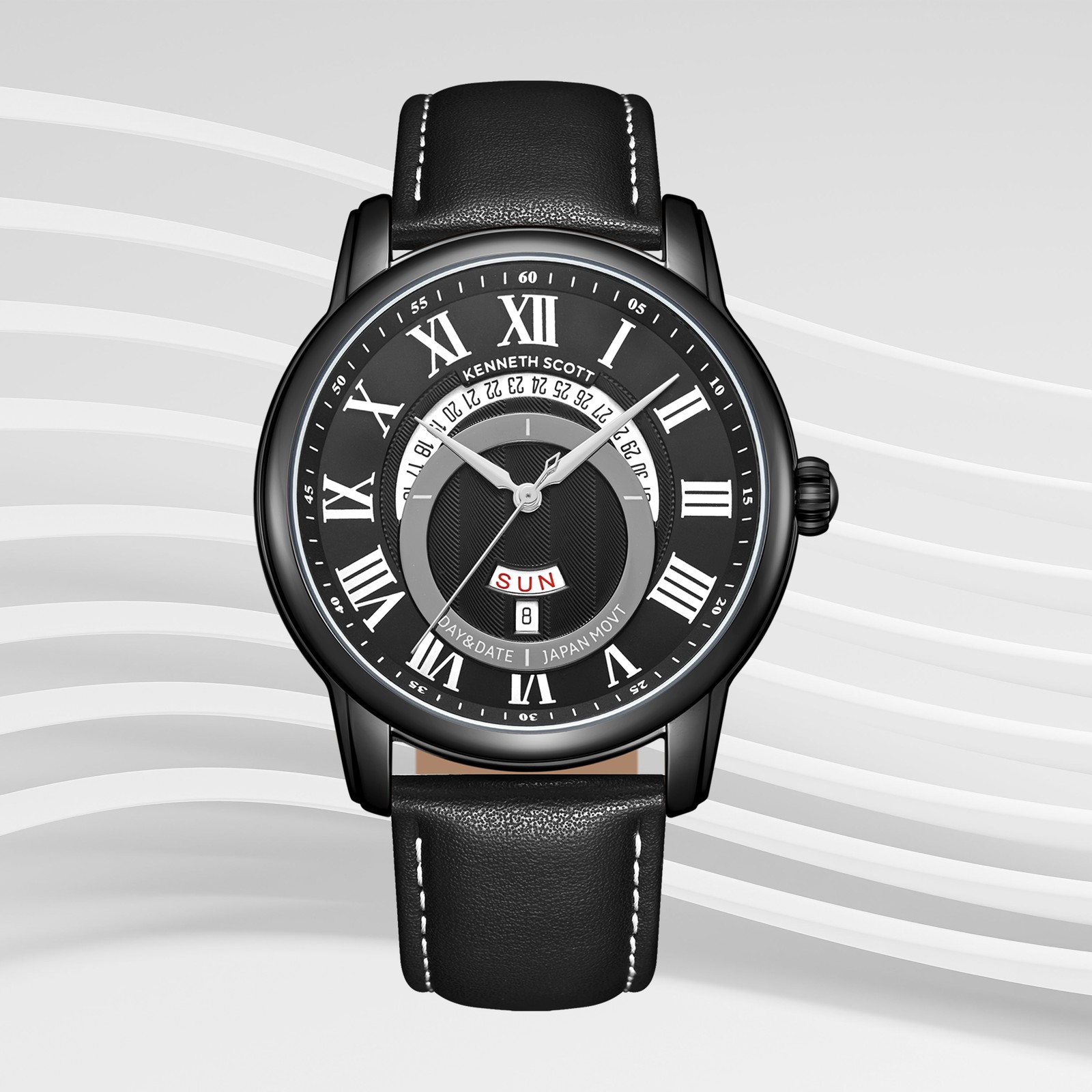 Kenneth Scott Men’s Analog Watch | Black Dial, 44mm, 30 m (3 ATM)