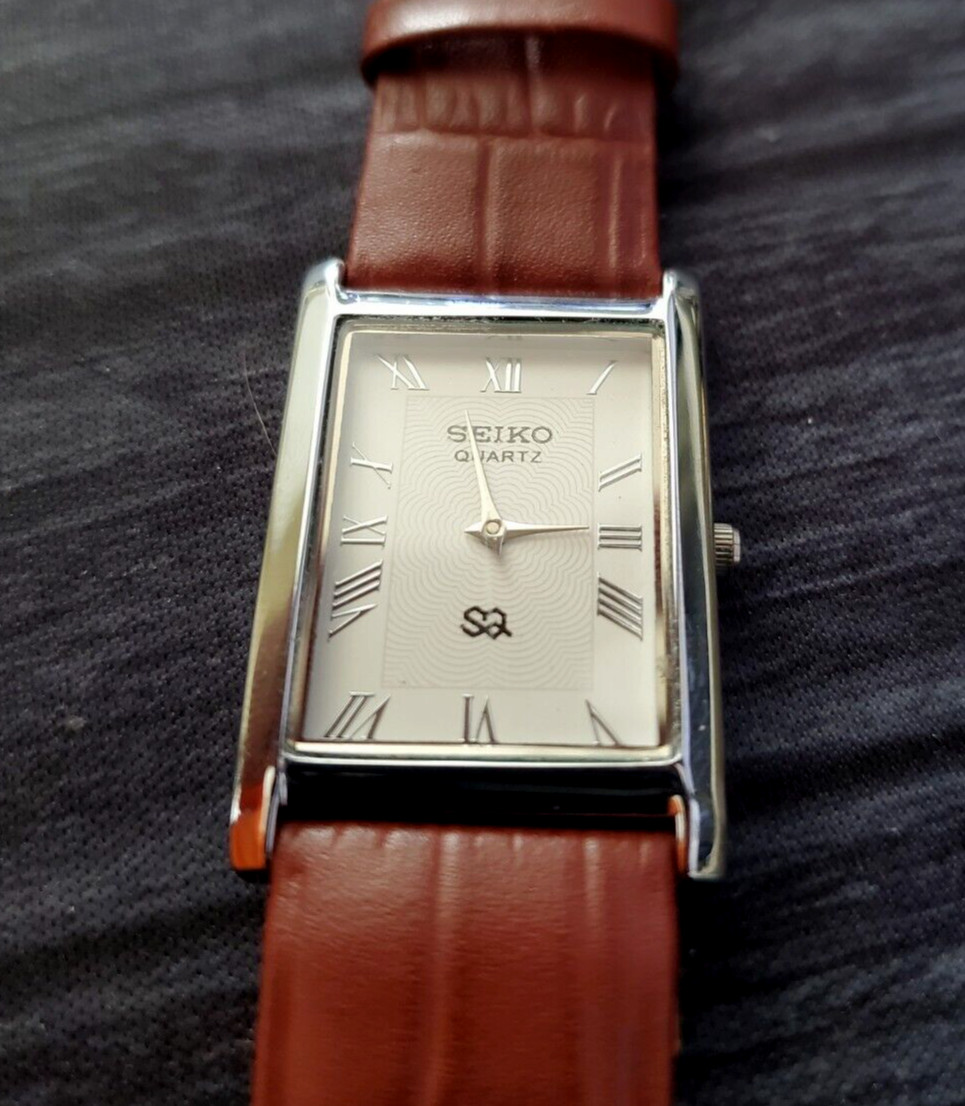 Vintage Tank White Dial Light Brown Leather Men Dress Watch New Mvt & Batt—