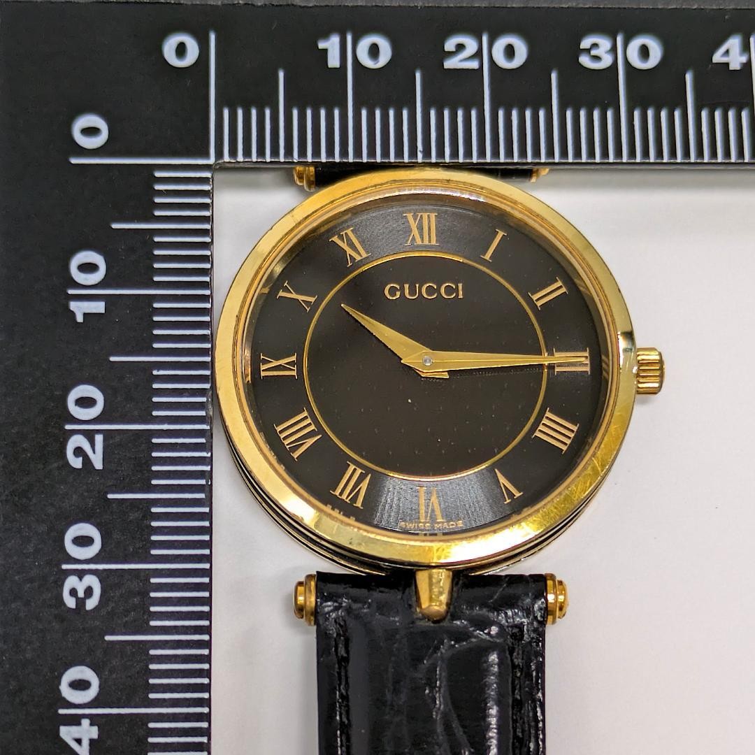 Gucci Men’s Quartz Watch Black Gold 2-Hand Japan Working New Battery 071176
