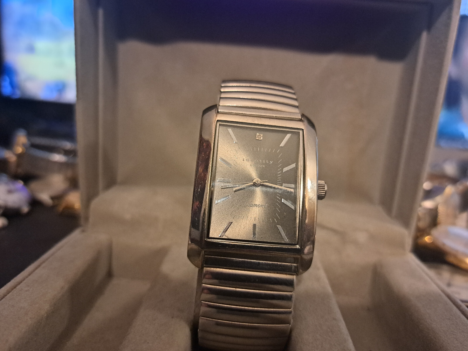 Mens Identity London Silver Tone Diamond Quartz Watch