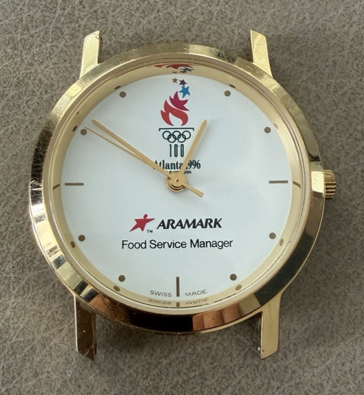 VINTAGE ARAMARK FOOD SERVICE MANAGER GOLD-TONE WATCH FACE 1996 ATLANTA OLYMPICS