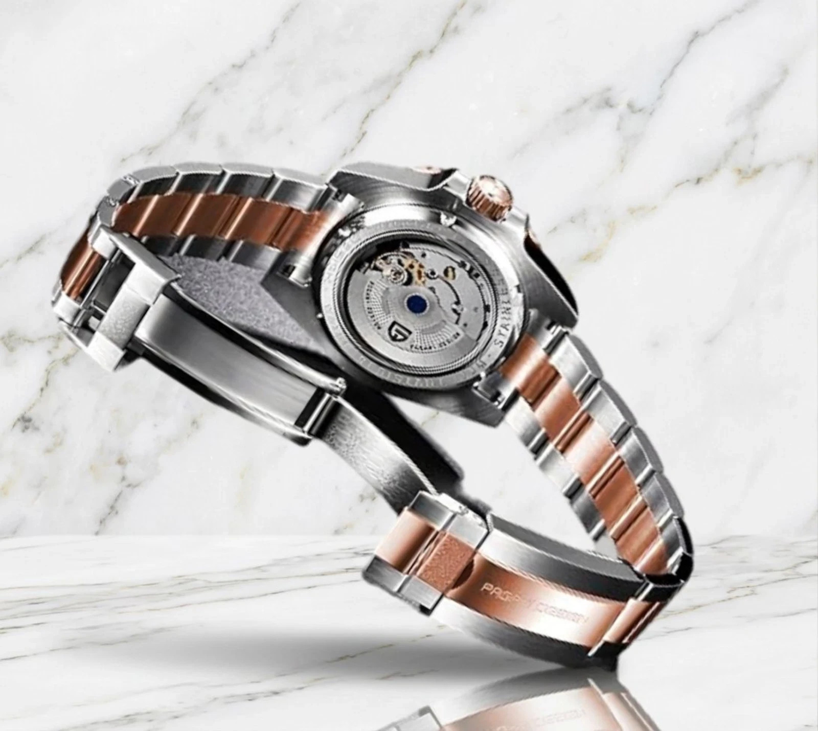 Men’s 40mm Waterproof Divers Watch Black Dial Brown RootBeer Bezel Wristwatch