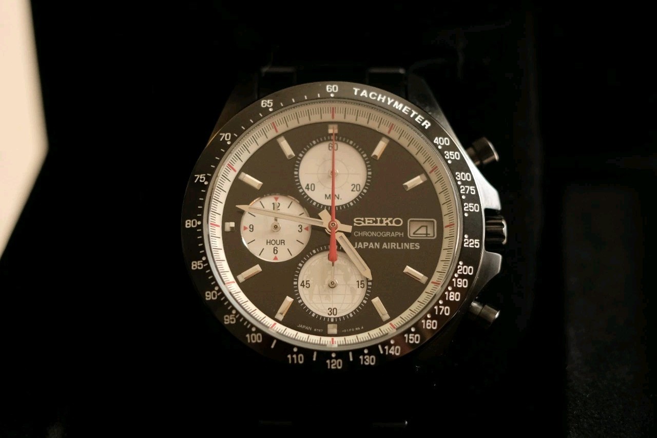 [Rare] Black JAL x Seiko Chronograph JDM Stainless steel PVD Made In Japan