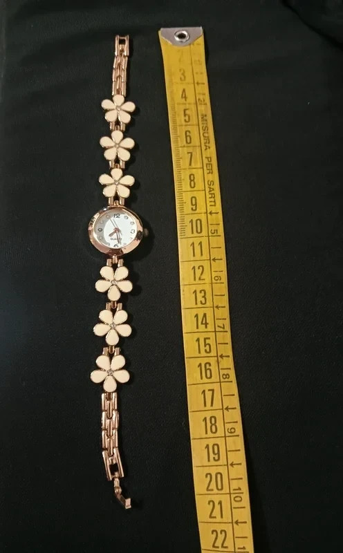 Gold Clock with Flowers and Zircons