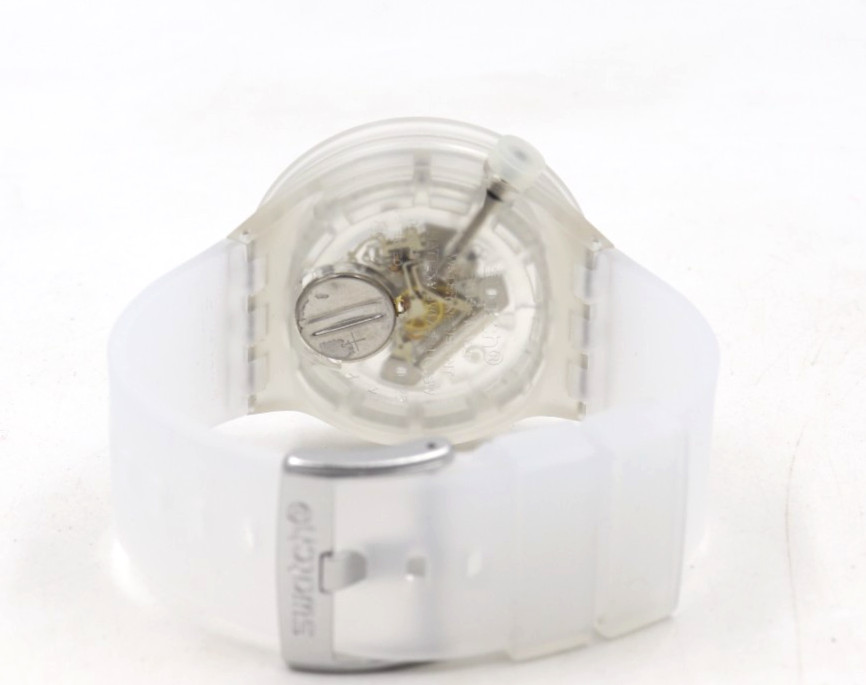 New Swiss Swatch CLEARLY BOLD Matte Silicone Skeleton Watch 47mm SB01K100 $125