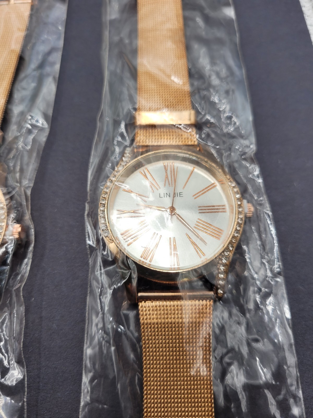 Women’s Gold Tone Mesh & Brown Faux Leather Strap Watch Set Of 3
