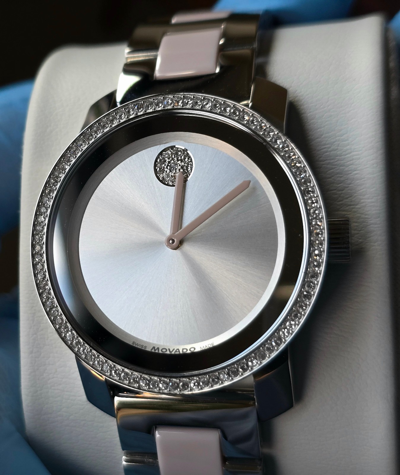 Movado Women’s Watch, $995 MSRP, Swiss, Ceramic, Crystals, 36 mm, Bold, 3600881