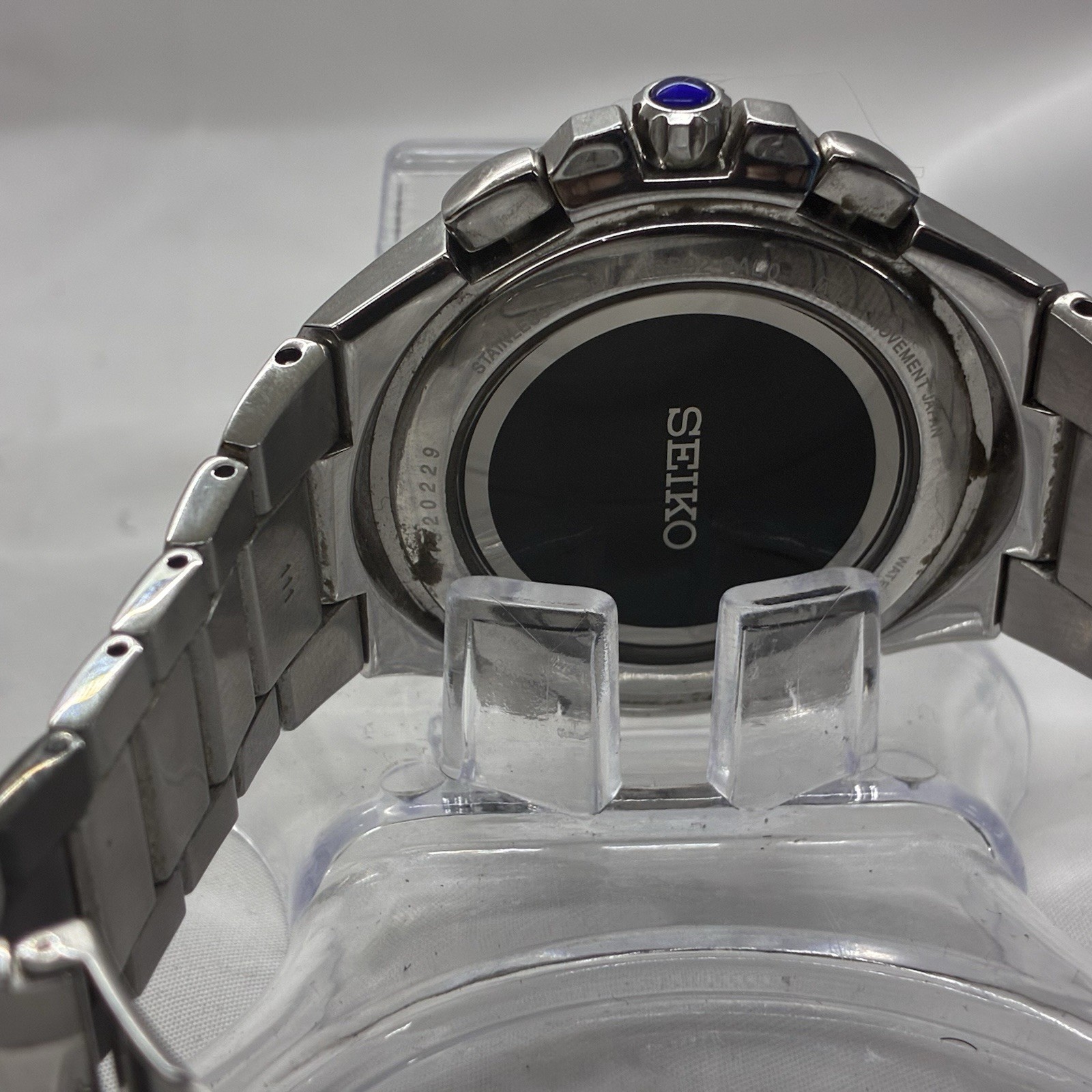 Seiko Coutura Quartz Multi-Dial Date SS Bracelet Silver Case Black/Blue Dial