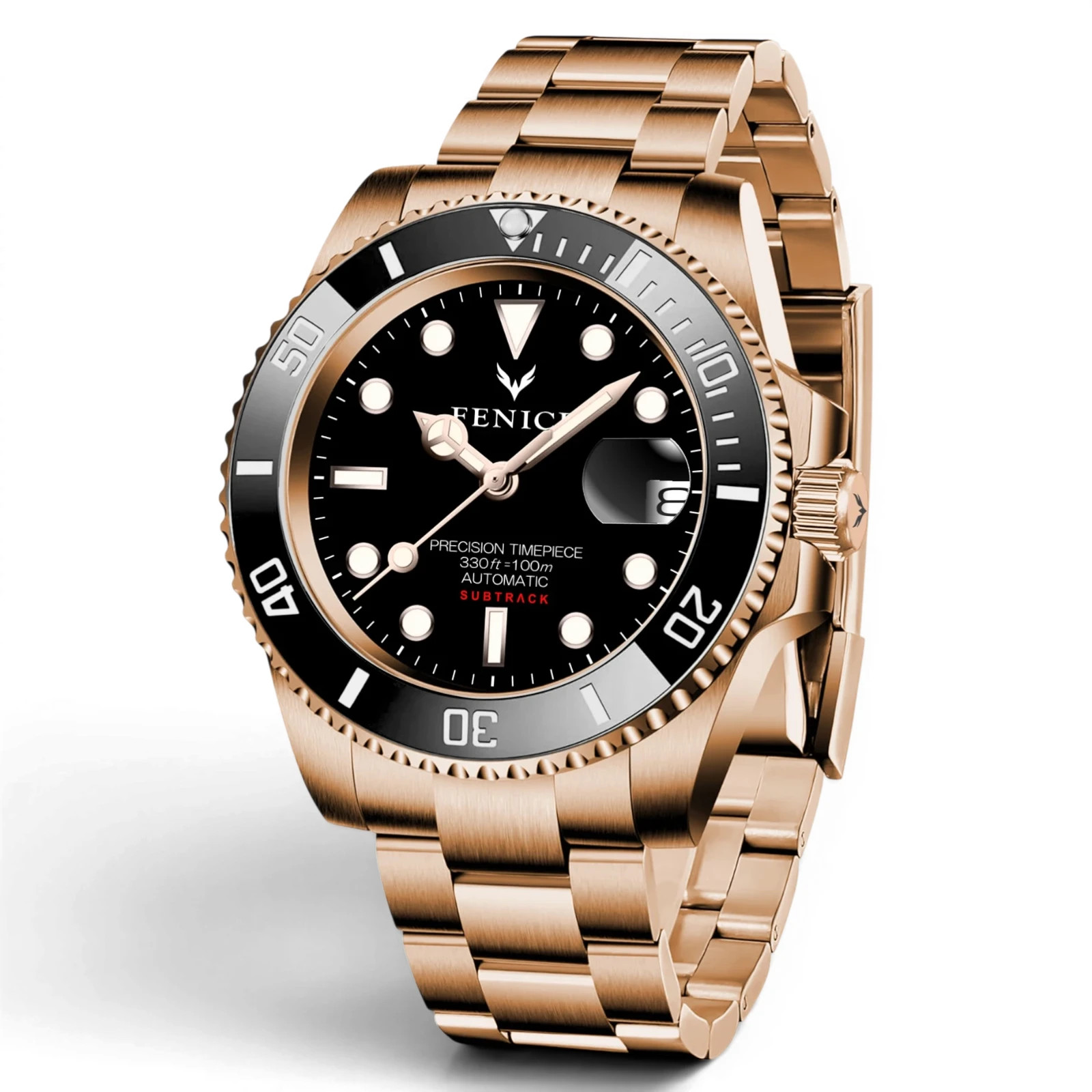 Fenice Subtrack Vespro Automatic Watch 10ATM Miyota Movement Rose Gold