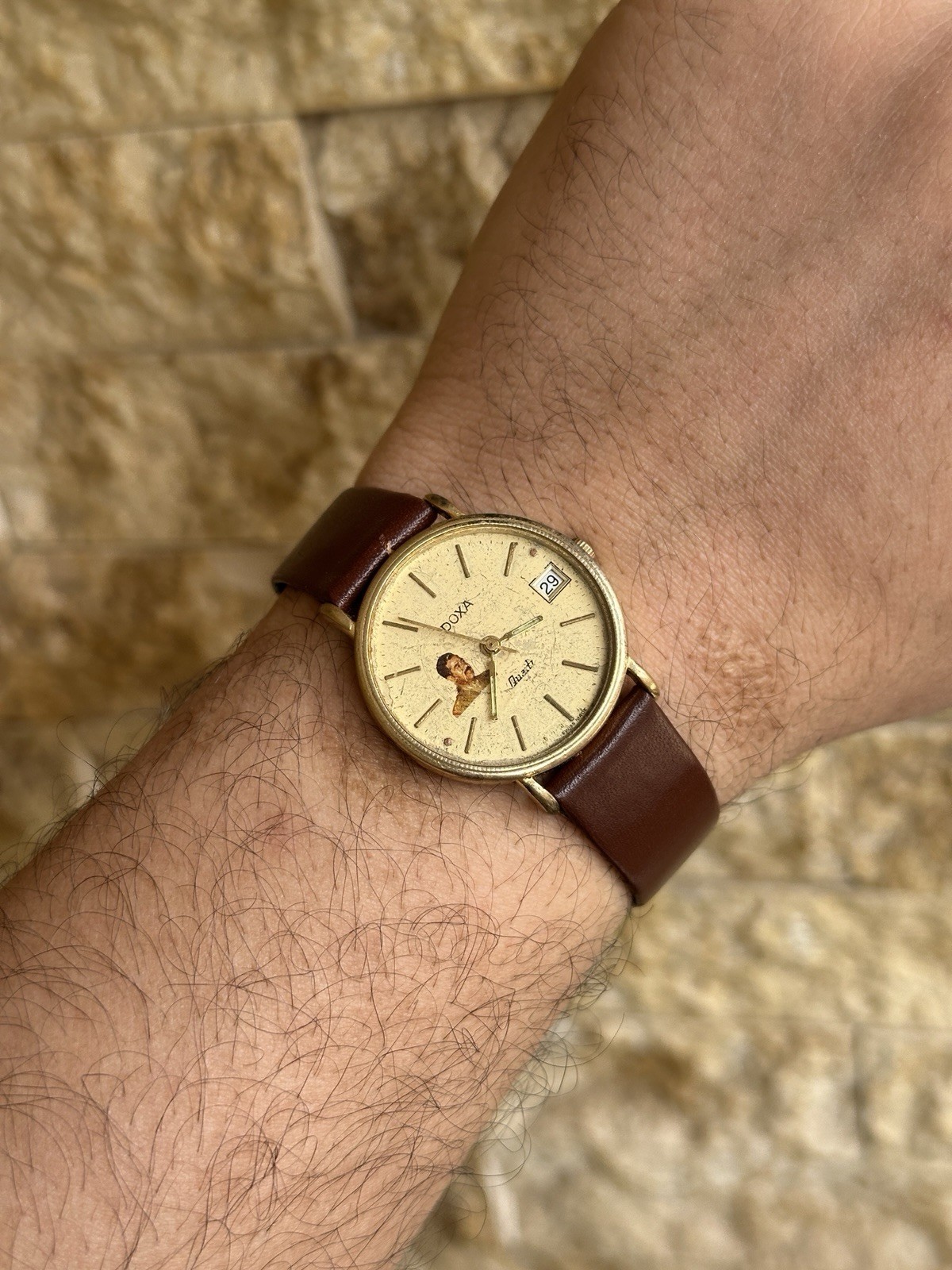 1980s Vintage Doxa Saddam Hussein Iraq Gift Watch Quartz 32mm Rare Authentic