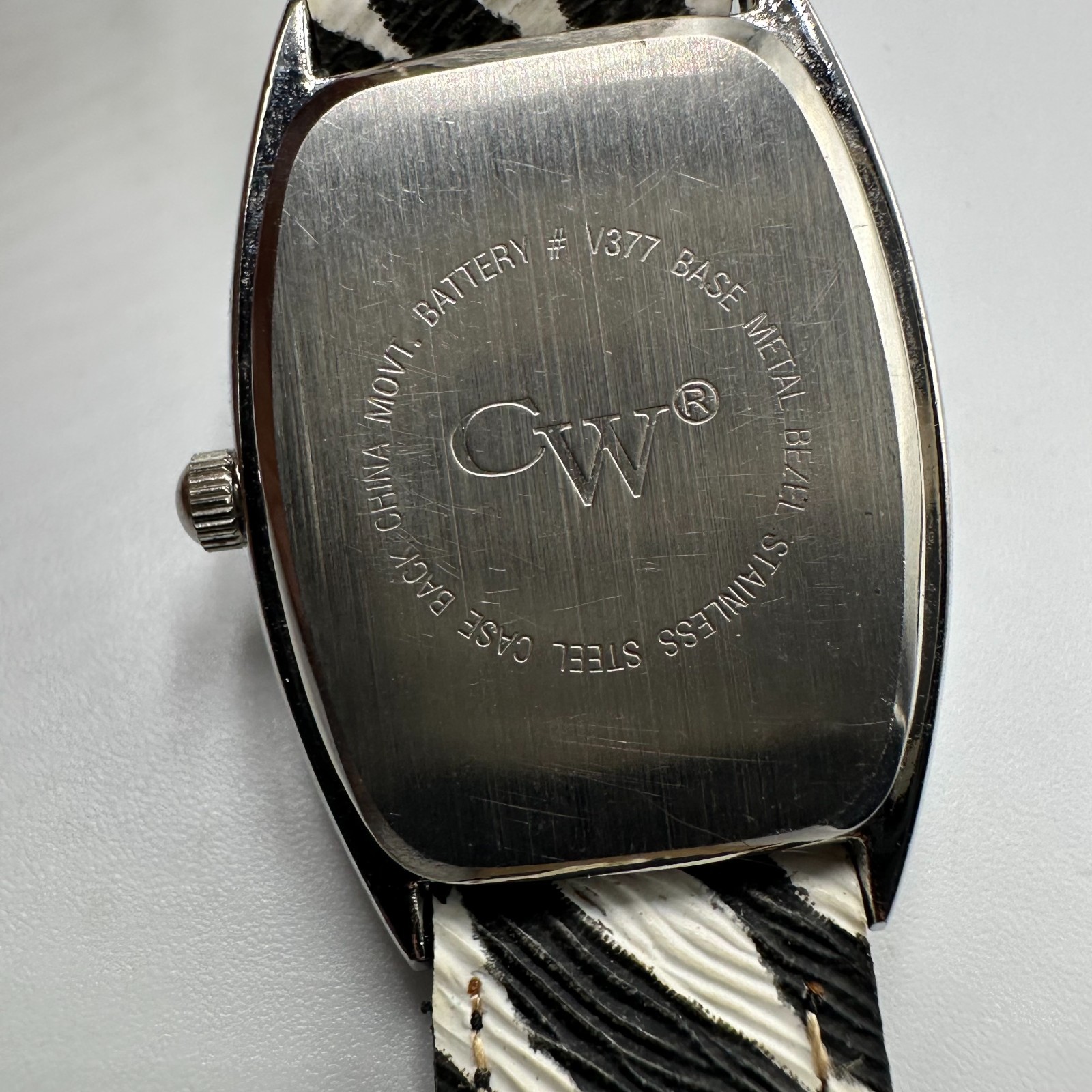 Zebra Watch Women Animal Print Black White Faux Leather Band New Battery 8”