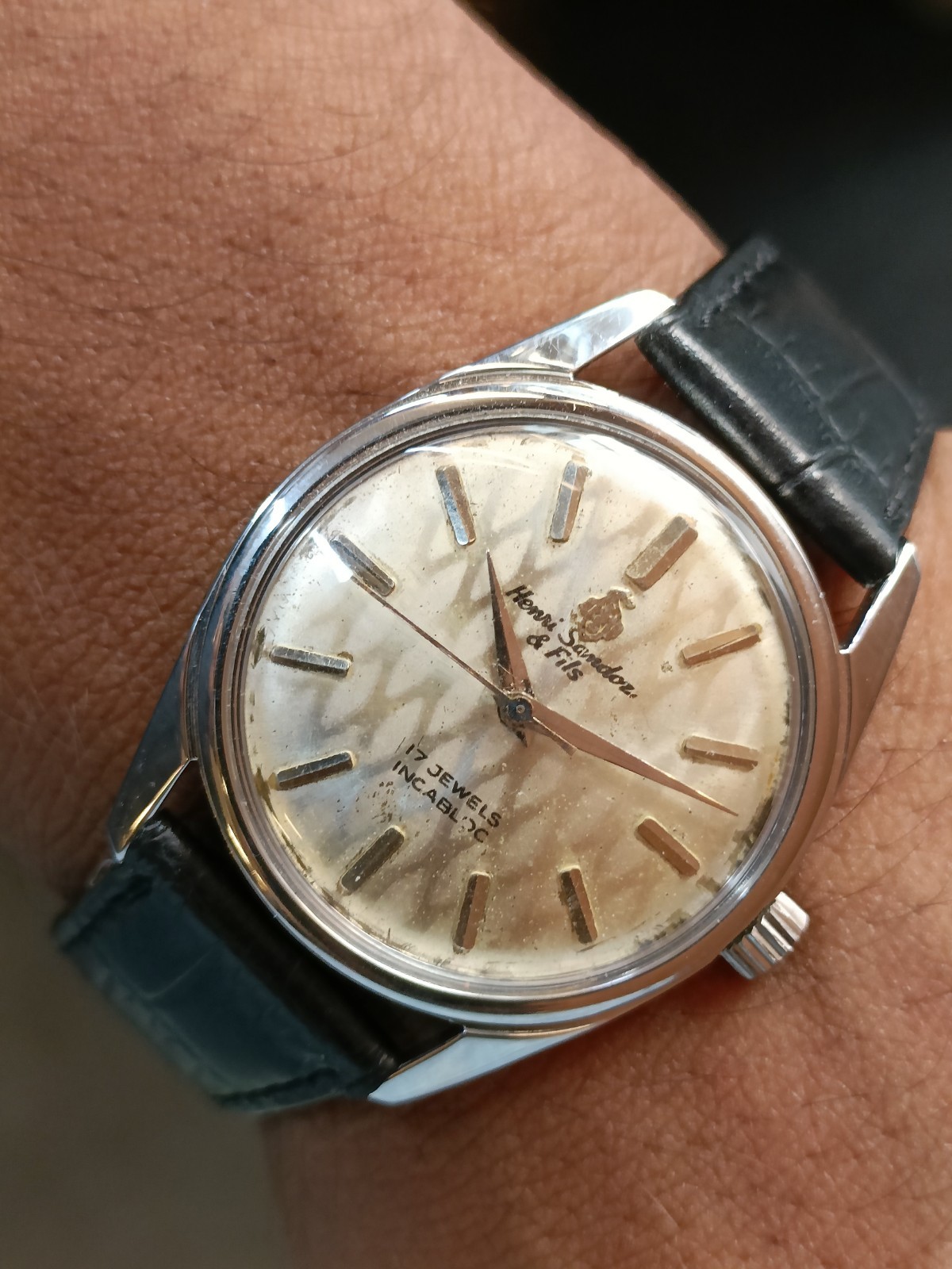 HENRI SANDOZ & FILS WINDING PATINA DIAL 1761Y-88 SWISS MEN’S WORKING CONDITION
