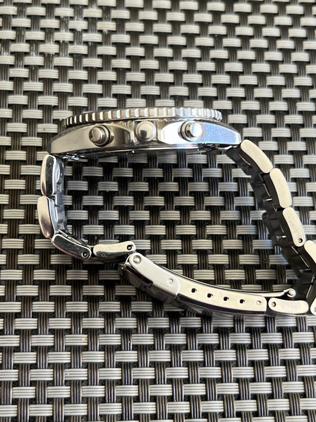 Seiko Flightmaster Chronograph Watch Men 40mm Black dial Steel Date New BatteryA