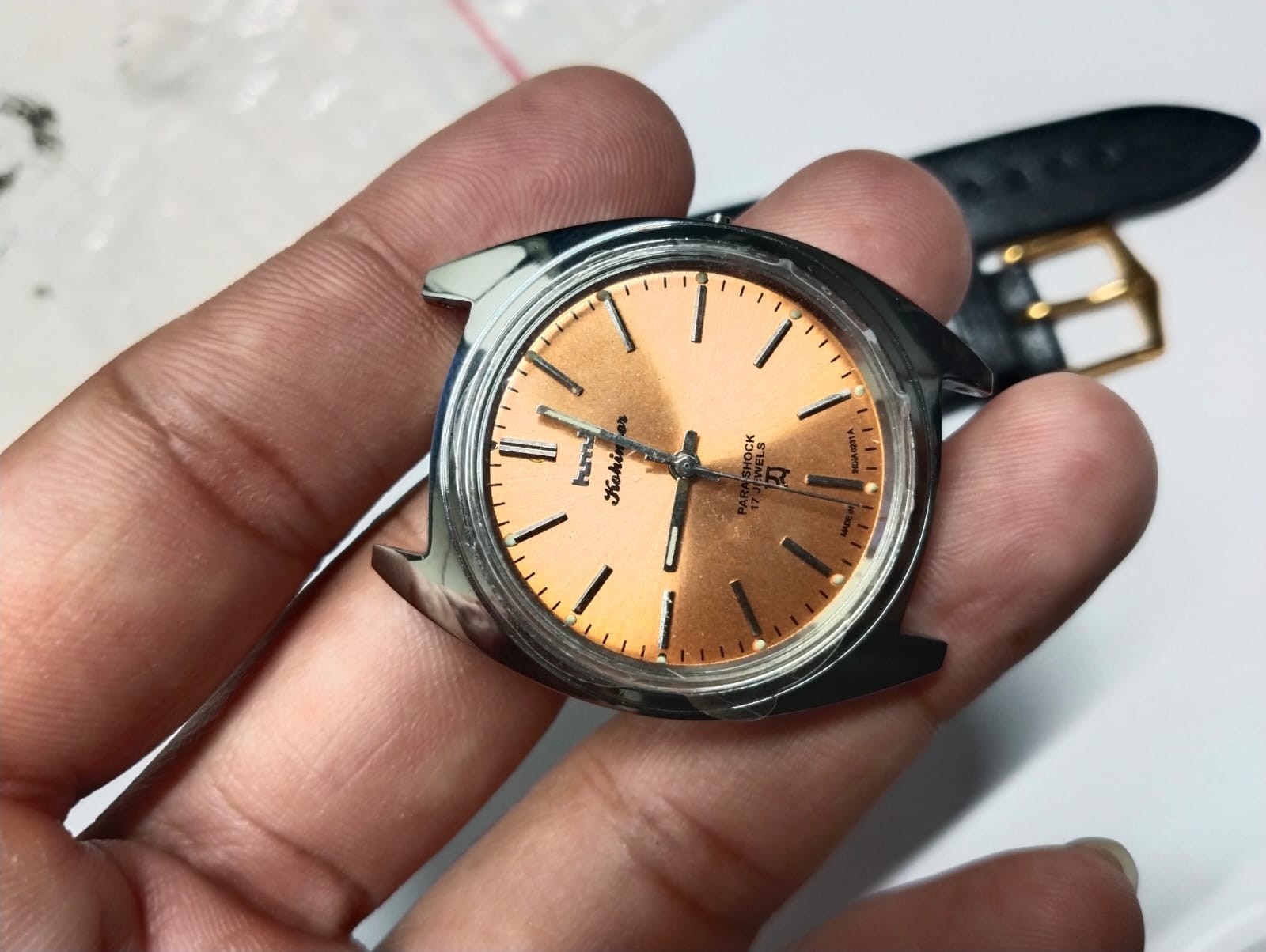 Used HMT Men’s Manual Watch Stealth Black Wrist Watch Orange HMT Pilot Hand Wind