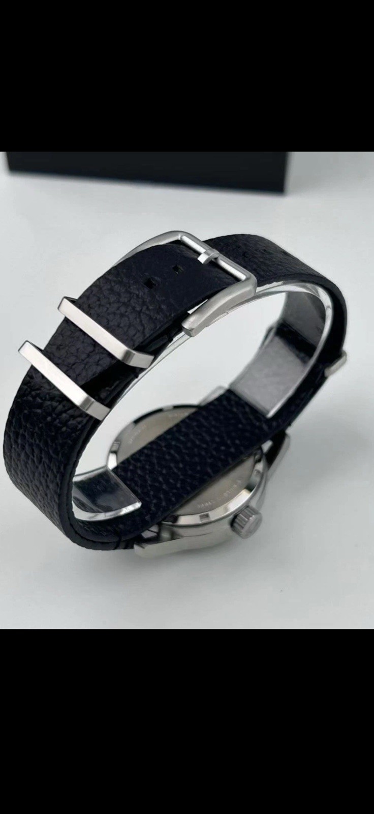 NEW✅AUTOMATIC✅ Bulova Hack Cream Dial Black Leather Strap Men’s Watch 96A246