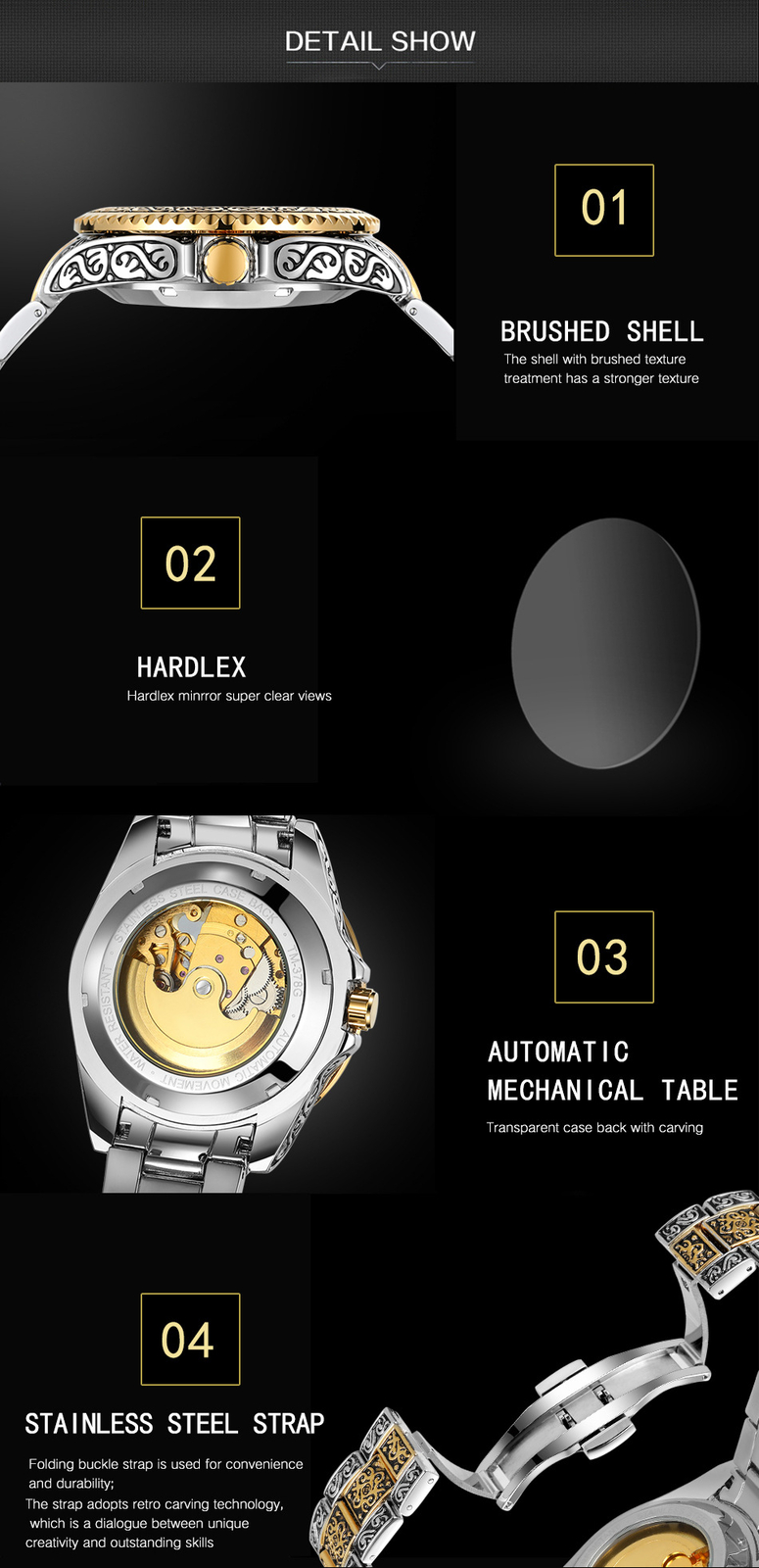 FORSINING Men’s Luxury Diamond Carved Skeleton Automatic Mechanical Wrist Watch