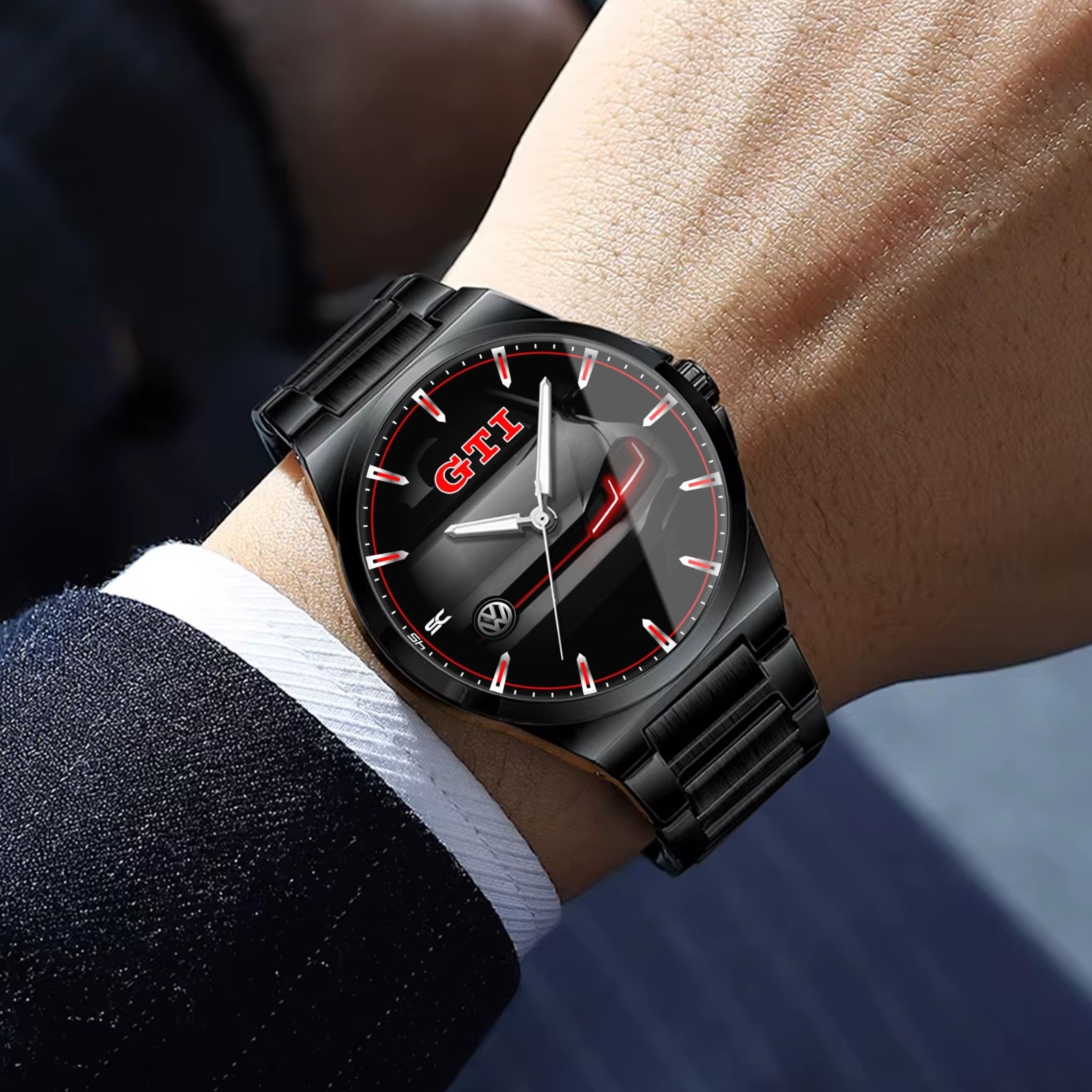 Black Steel Fan Art Golf GTI Front Sport Racing Muzzle Wrist Watch