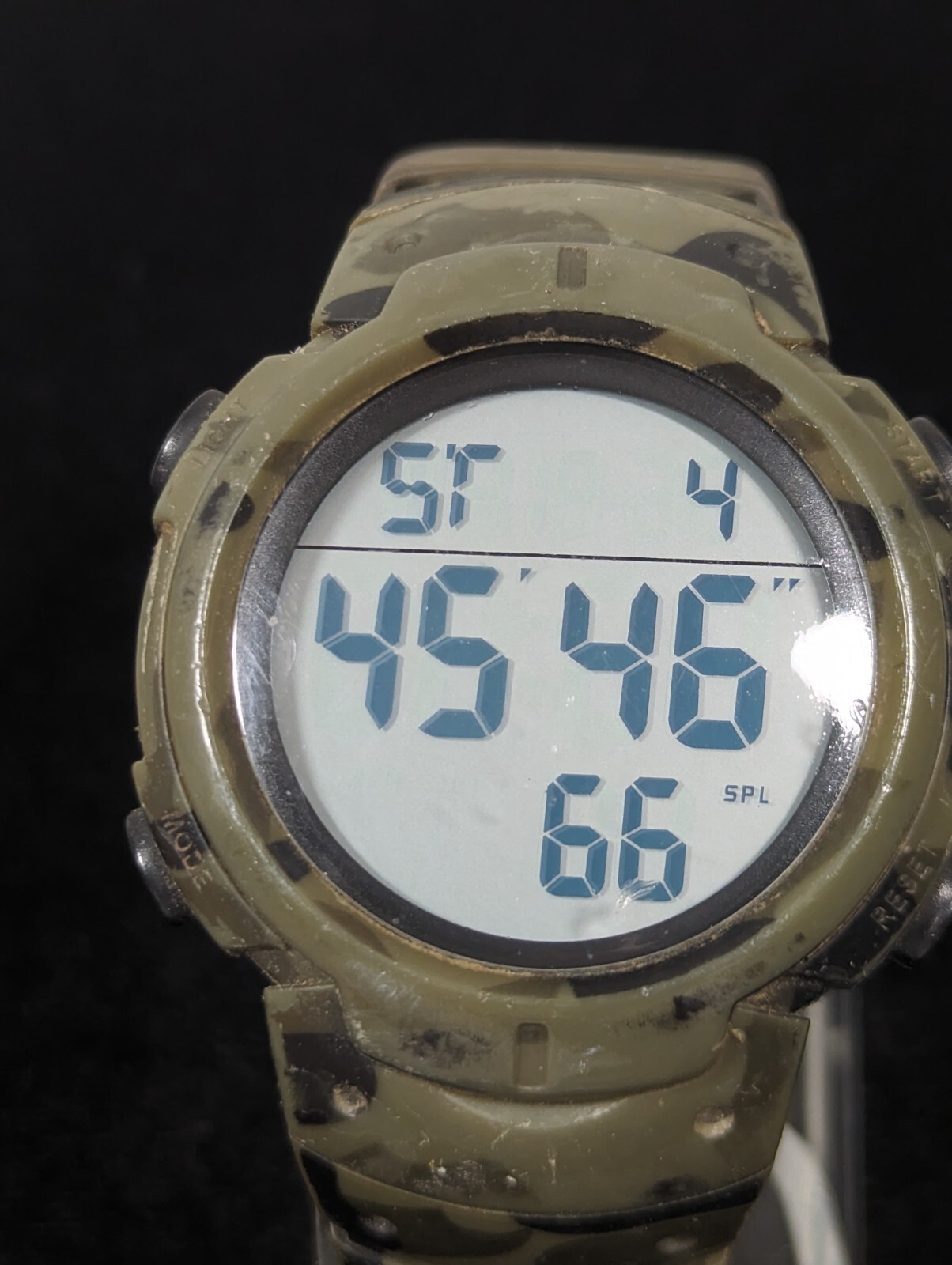 Digital Day Date Alarm Timer Green Black Camouflage Silicone Band Watch 8.5 In