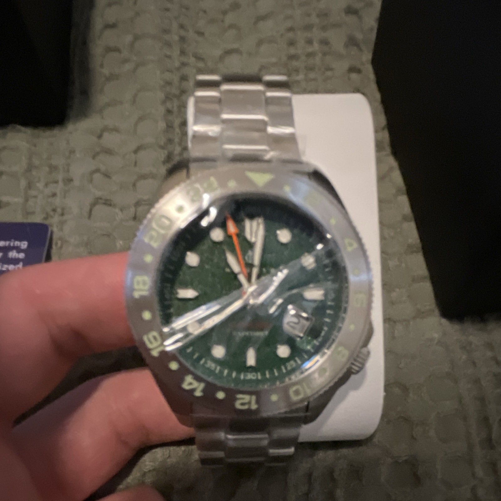 Nautis Men’s Automatic Watch Green Dial Date 100m Steel Bracelet Box Papers