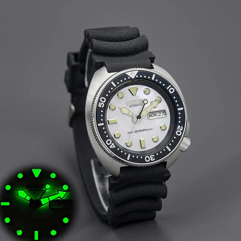 Turtle Abalone Stainless Steel Dive Watch Wth Japan NH35 NH36A Automatic