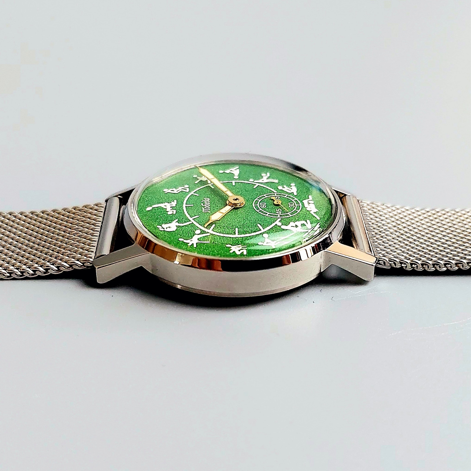 Rare Soviet Pobeda Watch Vintage Mechanical Men’s Wristwatch Green Dial Serviced