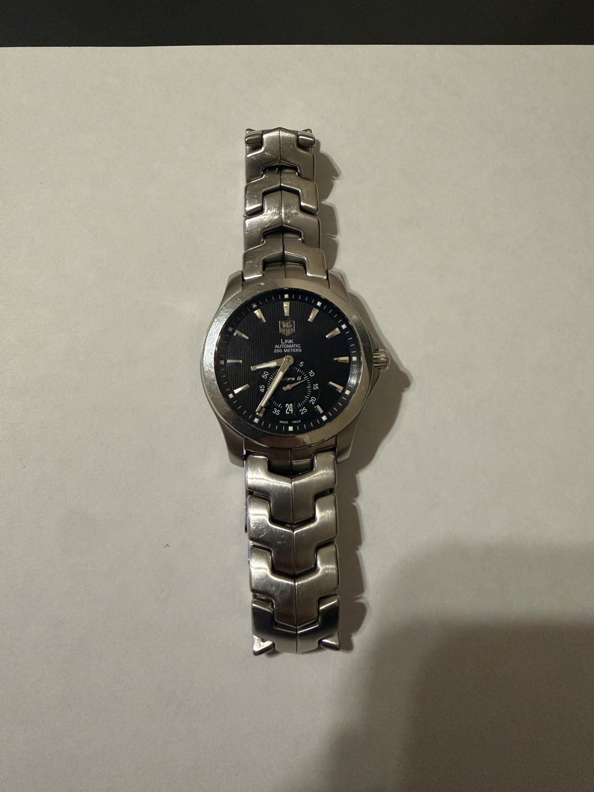 TAG Heuer Link Calibre 6 Automatic Date Black Dial Steel Bracelet 200m