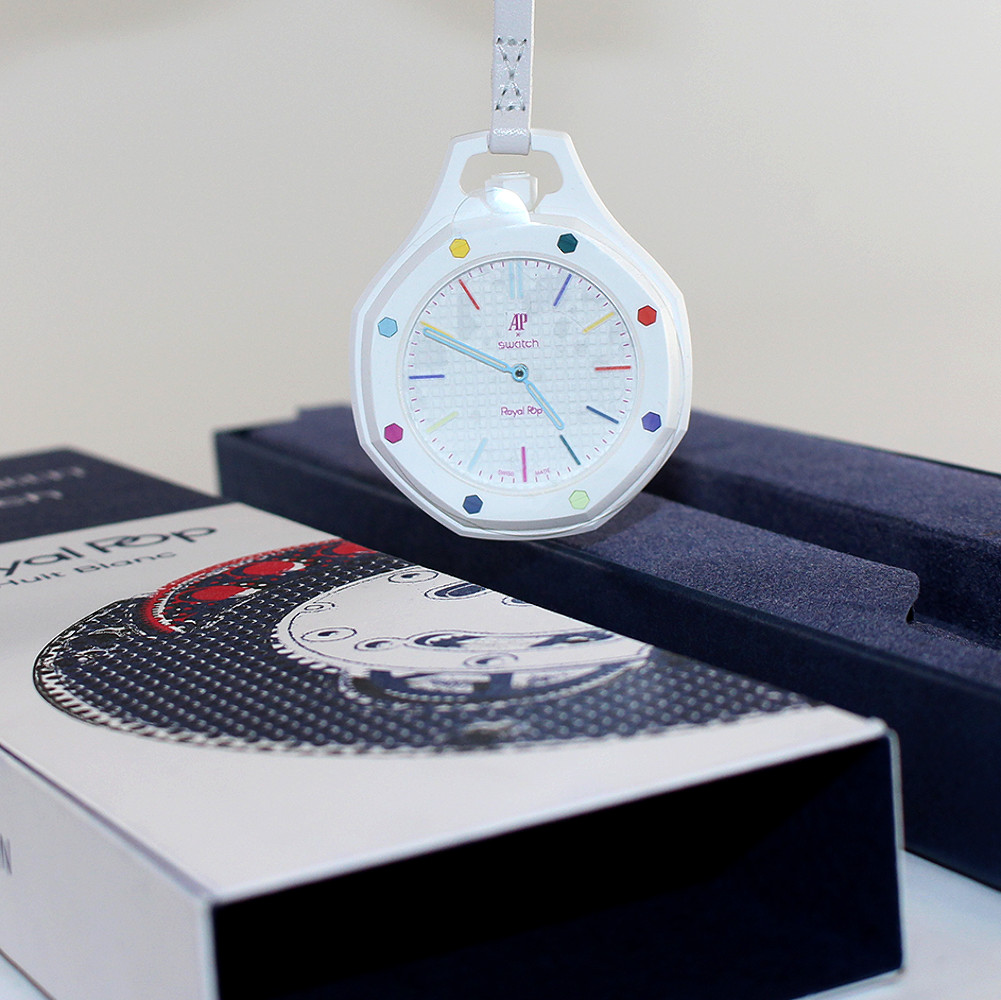 AP Swatch Royal Pop HUIT BLANC Bio-ceramic Pocket Watch SSX03W100N Audemars Pigu