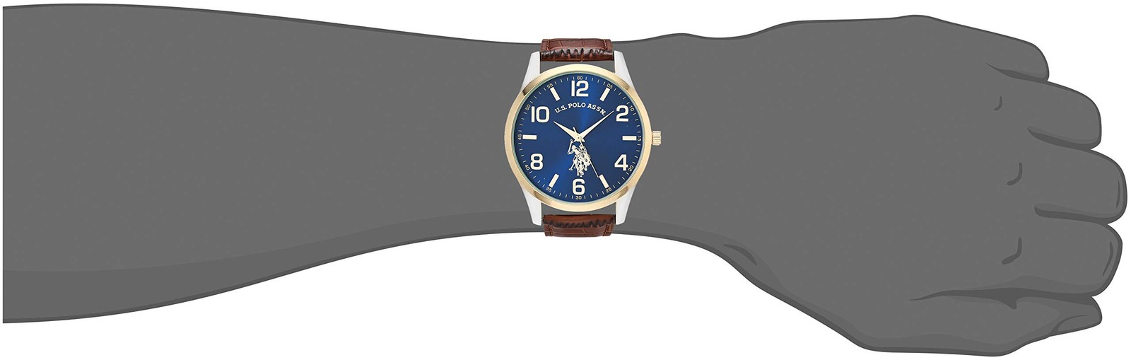 U.S. Polo Assn. Men’s Analog Dress Watch with Blue Sunray Dial Gold-Tone Gold