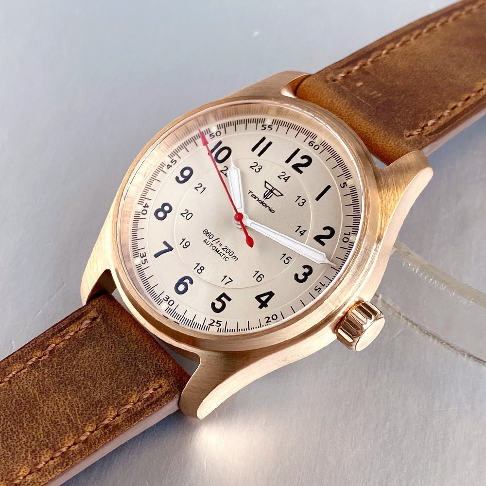 Tandorio 20ATM Retro Pilot 39mm Cusn8 Bronze NH35/PT5000 Auto Diver Men Watch