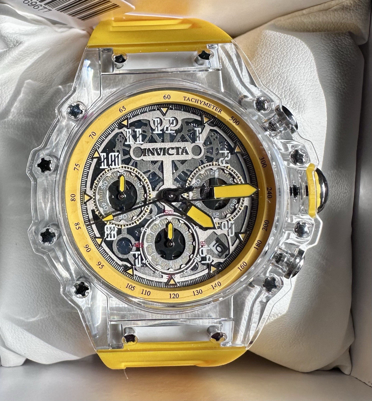 Invicta Racing Vaulthan 44mm Watch Clear Case/Yellow Strap-Stylish 🔥🔥🔥