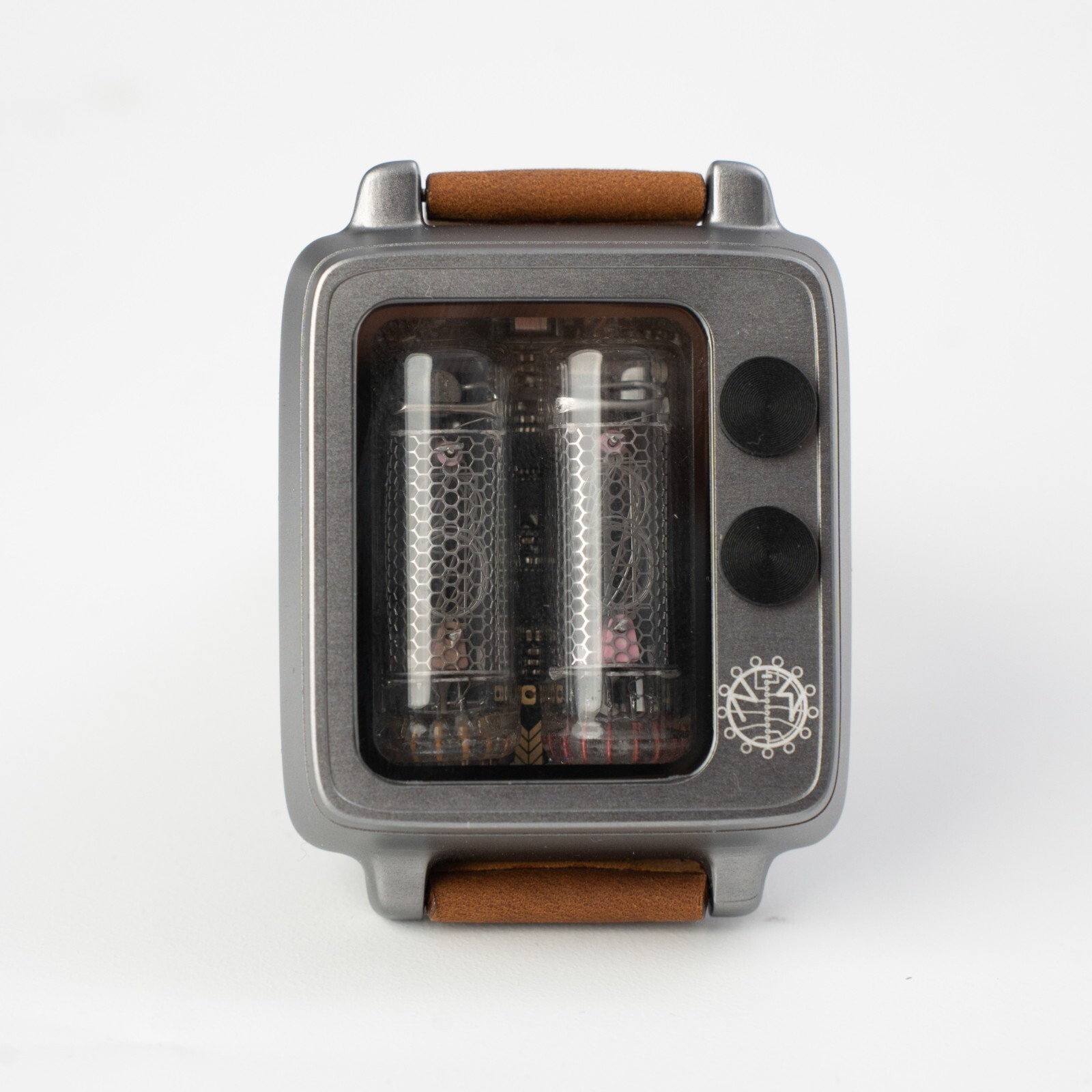 New NEONWORKS BTF NIXIE TUBE WATCH Retro Timer WristUp Aluminum Brown Straps v.