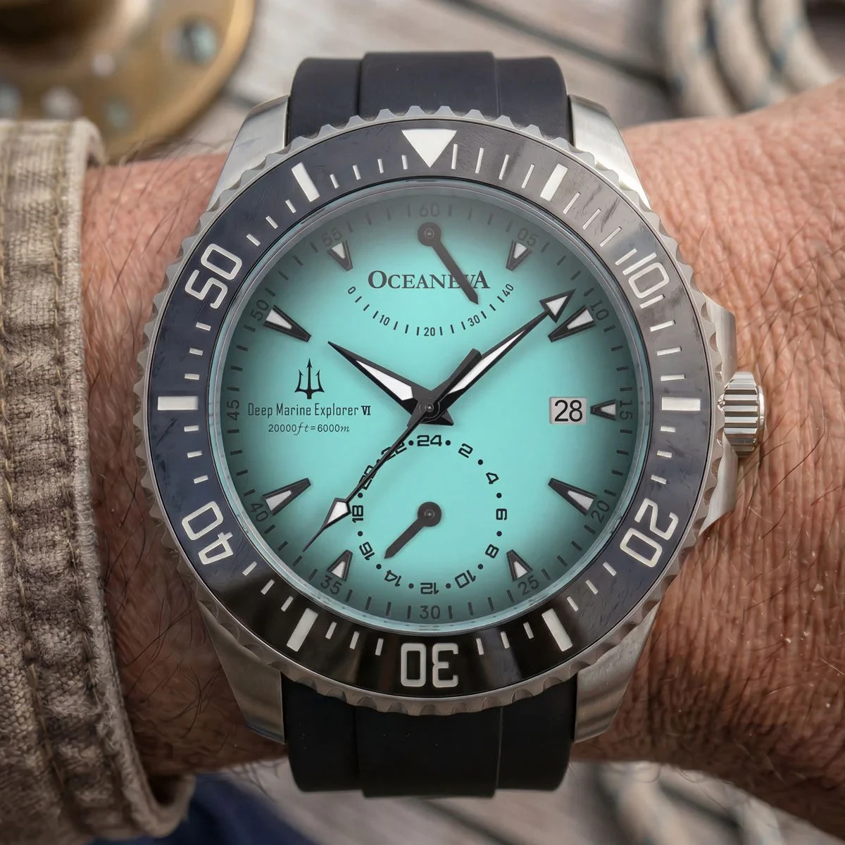 Oceaneva Power Reserve 6000m Automatic Grade 5 Titanium Watch Yellow